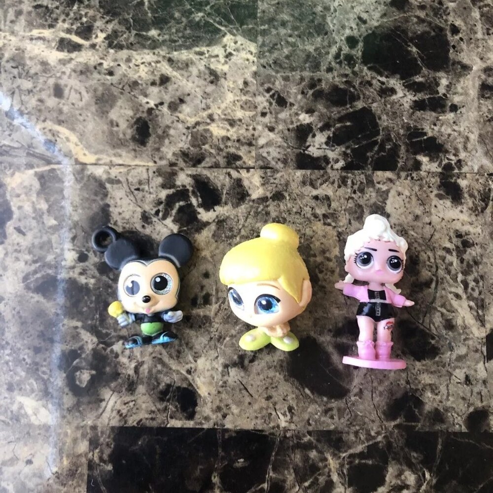 Doorables Tinker Bell, Mickey LOL Surprise 1” Cake Topper Pink Yellow Loose USED